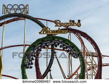 Stock Image - "Olympia Looping fun ride with 5 loopings, Oktoberfest, Munich, Upper Bavaria, Bavaria, Germany, Europe". Fotosearch