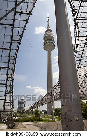 Stock Photo - "Olympic Tower in the Olympic Park, Munich, Upper Bavaria, Bavaria, Germany, Europe". Fotosearch