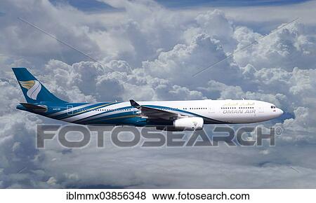 Stock Photo - "Oman Air, Airbus A330-343X, in flight". Fotosearch