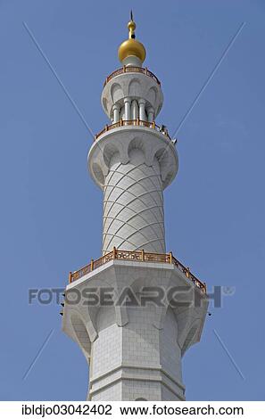 "One of the four white marble minarets of Sheikh Zayed Grand Mosque, Abu Dhabi, Emirate of Abu Dhabi, United Arab Emirates, Asia" View Large Photo Image Stock Image - "One of the four white marble minarets of Sheikh Zayed Grand Mosque, Abu Dhabi, Emirate of Abu Dhabi, United Arab Emirates, Asia". Fotosearch