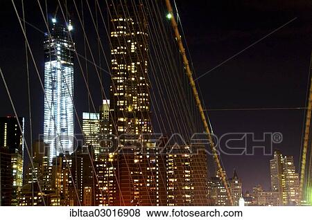Stock Photo - "One World Trade Center, 1 WTC, Freedom Tower, Ground Zero, at night, Manhattan, New York City, New York, United States, North America". Fotosearch