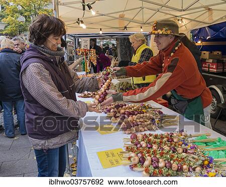 Stock Image - "Onion market, sales situation, Weimar, Thuringia, Germany, Europe". Fotosearch