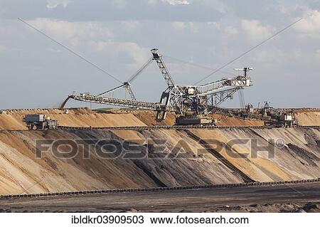 Stock Image - "Open-cast lignite mining, spreader, Juchen lookout point, Garzweiler open-cast mine, Juchen, North Rhine-Westphalia, Germany, Europe". Fotosearch