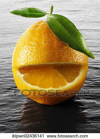 Stock Image - Orange with a smile. Fotosearch