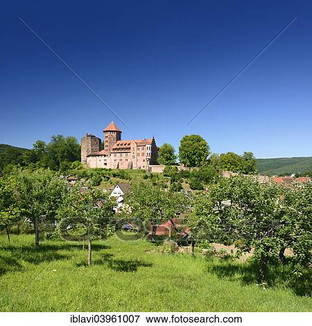 "Orchard vis-a-vis Burg Rieneck Castle in Sinntal Valley, Lower Franconia, Bavaria, Germany, Europe" View Large Photo Image Stock Photo - "Orchard vis-a-vis Burg Rieneck Castle in Sinntal Valley, Lower Franconia, Bavaria, Germany, Europe". Fotosearch