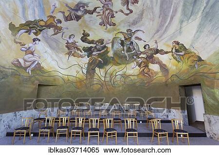 "Orchestra pit with murals, New Colonnade, Nova kolonada, Marianske Lazne, Karlovy Vary Region, Bohemia, Czech Republic, Europe" View Large Photo Image Stock Photography - "Orchestra pit with murals, New Colonnade, Nova kolonada, Marianske Lazne, Karlovy Vary Region, Bohemia, Czech Republic, Europe". Fotosearch