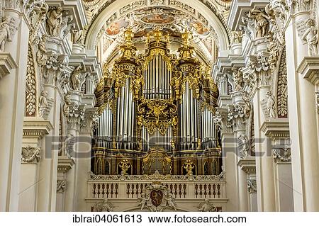 Stock Image - "Organ, baroque St. Stephen's Cathedral, Passau, Lower Bavaria, Bavaria, Germany, Europe". Fotosearch