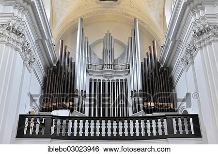 Stock Photograph - "Organ in Neumunster Collegiate Church, Wurzburg, Lower Franconia, Bavaria, Germany, Europe". Fotosearch