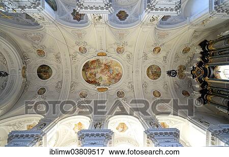 "Organ in the historic arched vault and Baroque vaulted ceiling of the nave, Schonenberg Church, Ellwangen Jagst, Baden-Wurttemberg, Germany, Europe" View Large Photo Image Stock Photo - "Organ in the historic arched vault and Baroque vaulted ceiling of the nave, Schonenberg Church, Ellwangen Jagst, Baden-Wurttemberg, Germany, Europe". Fotosearch
