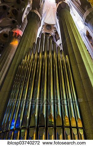 "Organ inside the Sagrada Familia, or Basilica i Temple Expiatori de la Sagrada Familia, Basilica and Expiatory Church of the Holy Family, by architect Antoni Gaudi, Barcelona, Catalonia, Spain, Europe" View Large Photo Image Stock Image - "Organ inside the Sagrada Familia, or Basilica i Temple Expiatori de la Sagrada Familia, Basilica and Expiatory Church of the Holy Family, by architect Antoni Gaudi, Barcelona, Catalonia, Spain, Europe". Fotosearch