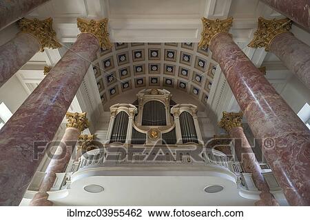 Stock Image - "Organ loft of the parish church of St. Elisabeth, classical church, 1903, Jakobsplatz, Nuremberg, Middle Franconia, Bavaria, Germany, Europe". Fotosearch