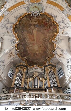 "Organ loft with the Rieger organ, above ceiling frescoes by the Italian painter Andrea Appiani, Basilica of the Fourteen Holy Helpers, 1743-1772, architect Balthasar Neumann, Bad Staffelstein, Upper Franconia, Bavaria, Germany, Europe" View Large Photo Image Stock Photo - "Organ loft with the Rieger organ, above ceiling frescoes by the Italian painter Andrea Appiani, Basilica of the Fourteen Holy Helpers, 1743-1772, architect Balthasar Neumann, Bad Staffelstein, Upper Franconia, Bavaria, Germany, Europe". Fotosearch