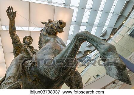 Stock Photo - "Original equestrian statue of Emperor Marcus Aurelius, of 165 AD, bronze, Capitoline Museums, Capitoline Hill, Rome, Lazio, Italy, Europe". Fotosearch