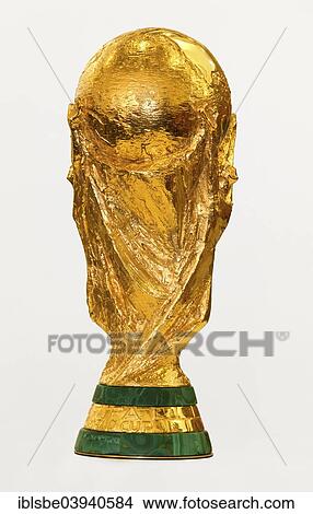 Picture - "Original FIFA World Cup trophy, designed by sculptor Silvio Gazzaniga, 6. 2 kg, 36. 8 cm, 4. 9 kg of 18 carat gold, base made of malachite, Zurich, Switzerland, Europe". Fotosearch