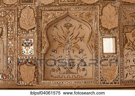 Stock Photography - "Ornaments at the Amber Fort, Jaipur, Rajasthan, India, Asia". Fotosearch