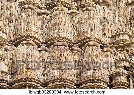 Picture - "Ornaments on Shikhara Tower, Kandariya Mahadeva Temple, Western Group, Khajuraho Group of Monuments, UNESCO World Heritage Site, Khajuraho, Madhya Pradesh, India, Asia". Fotosearch