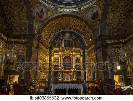 Stock Image - "Ornate altar, Santuari de Lluc, monastery, Majorca, Balearic Islands, Spain, Europe". Fotosearch
