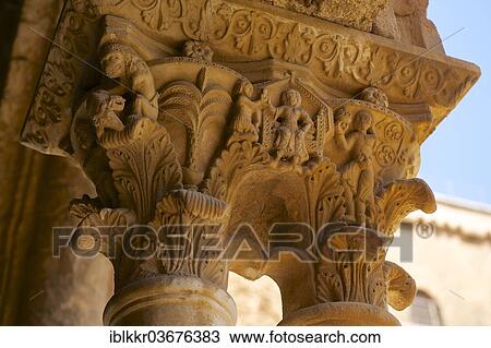 "Ornate columns of the cloister, Monreale Cathedral or Cathedral of Santa Maria Nuova, Monreale, Sicily, Italy, Europe" View Large Photo Image Stock Image - "Ornate columns of the cloister, Monreale Cathedral or Cathedral of Santa Maria Nuova, Monreale, Sicily, Italy, Europe". Fotosearch