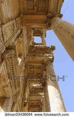 "Ornate decorations on the top floor of the Library of Celsus, Ephesus, Selcuk, Izmir Province, Aegean Region, Turkey, Asia" View Large Photo Image Picture - "Ornate decorations on the top floor of the Library of Celsus, Ephesus, Selcuk, Izmir Province, Aegean Region, Turkey, Asia". Fotosearch