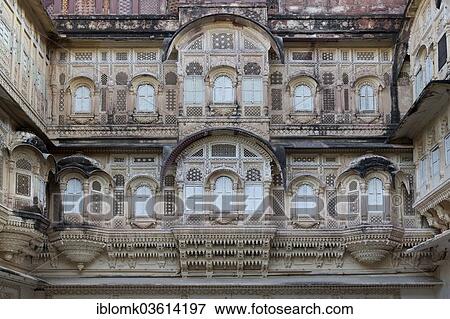 "Ornate facade, courtyard, Mehrangarh Fort, Jodhpur, Rajasthan, India, Asia" View Large Photo Image Stock Photo - "Ornate facade, courtyard, Mehrangarh Fort, Jodhpur, Rajasthan, India, Asia". Fotosearch