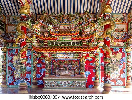 "Ornate interior of the Chinese Chao Pu-Ya Shrine, Thung Sri Muang Park, Udon Thani, Isan or Isaan, Thailand, Asia" View Large Photo Image Stock Photo - "Ornate interior of the Chinese Chao Pu-Ya Shrine, Thung Sri Muang Park, Udon Thani, Isan or Isaan, Thailand, Asia". Fotosearch