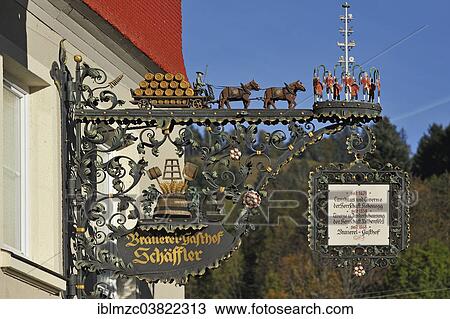 "Ornate metal signboard of Brauerei-Gasthof Schaffler, since 1868, Missen, Upper Allgau, Bavaria, Germany, Europe" View Large Photo Image Stock Image - "Ornate metal signboard of Brauerei-Gasthof Schaffler, since 1868, Missen, Upper Allgau, Bavaria, Germany, Europe". Fotosearch