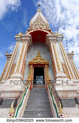 Stock Photography - "Ornate portal, stairs, Wat Chalong temple, Phuket, Thailand, Asia". Fotosearch