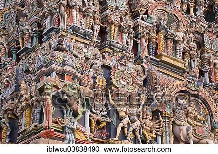 "Ornate statues on the southern tower, Meenakshi Amman Temple, Madurai, Tamil Nadu, India, Asia" View Large Photo Image Stock Image - "Ornate statues on the southern tower, Meenakshi Amman Temple, Madurai, Tamil Nadu, India, Asia". Fotosearch