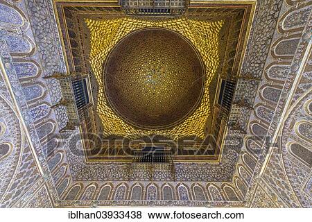"Ornately decorated ceiling, Alcazar Palace, Seville, Andalusia, Spain, Europe" View Large Photo Image Stock Photo - "Ornately decorated ceiling, Alcazar Palace, Seville, Andalusia, Spain, Europe". Fotosearch