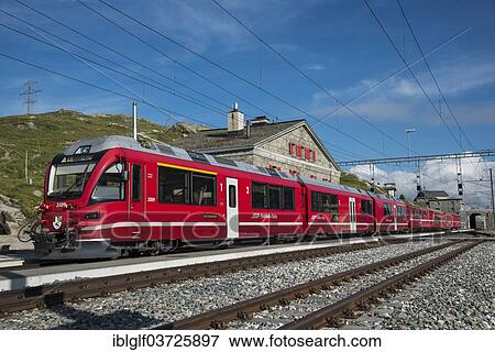 "Ospizio Bernina Railway Station, Rhaetian Railway, Bernina Express, Poschiavo, Canton of Graubunden, Switzerland, Europe" View Large Photo Image Stock Photo - "Ospizio Bernina Railway Station, Rhaetian Railway, Bernina Express, Poschiavo, Canton of Graubunden, Switzerland, Europe". Fotosearch
