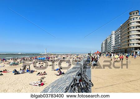 Stock Image - "Ostend beach, Ostend, West Flanders, Belgium, Europe". Fotosearch