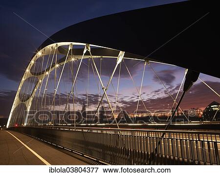 "Osthafenbruecke bridge at dusk, Frankfurt am Main, Hesse, Germany, Europe" View Large Photo Image Stock Photo - "Osthafenbruecke bridge at dusk, Frankfurt am Main, Hesse, Germany, Europe". Fotosearch