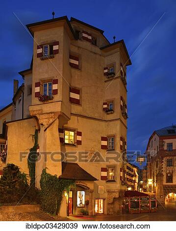 "Ottoburg castle at dusk, Innsbruck, Tyrol, Austria, Europe" View Large Photo Image Stock Photo - "Ottoburg castle at dusk, Innsbruck, Tyrol, Austria, Europe". Fotosearch