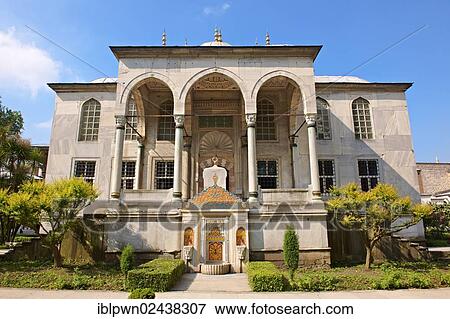 "Ottoman architecture of the Enderun Library, or Library of Sultan Ahmed III, and its fountain, built in 1719, in the inner courtyard of the Topkapi Palace, Istanbul, Turkey, Asia" View Large Photo Image Stock Photo - "Ottoman architecture of the Enderun Library, or Library of Sultan Ahmed III, and its fountain, built in 1719, in the inner courtyard of the Topkapi Palace, Istanbul, Turkey, Asia". Fotosearch