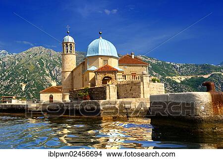 Picture - "Our Lady of the Rock, Gospa Od Skrpjela Island, Kotor Bay, Perast, Monte, Europe". Fotosearch