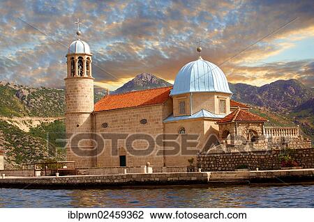 Stock Image - "Our Lady of the Rock, Gospa Od Skrpjela Island, Kotor Bay, Perast, Monte, Europe". Fotosearch