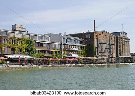 "Outdoor cafes, Kreativkai, Muenster Harbour, Munster, North Rhine-Westphalia, Germany, Europe" View Large Photo Image Stock Image - "Outdoor cafes, Kreativkai, Muenster Harbour, Munster, North Rhine-Westphalia, Germany, Europe". Fotosearch