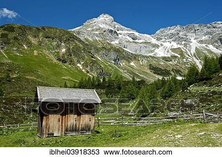 Stock Image - "Outhouse on the mountain pasture, Jakoberalm, Mosermandl, Lungau, Salzburg, Austria, Europe". Fotosearch