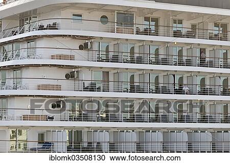 "Outside cabins, cruise ship Marina, built in 2009, 236m, 1258 passengers, Overseas Port, Rostock, Mecklenburg-Western Pomerania, Germany, Europe" View Large Photo Image Stock Image - "Outside cabins, cruise ship Marina, built in 2009, 236m, 1258 passengers, Overseas Port, Rostock, Mecklenburg-Western Pomerania, Germany, Europe". Fotosearch
