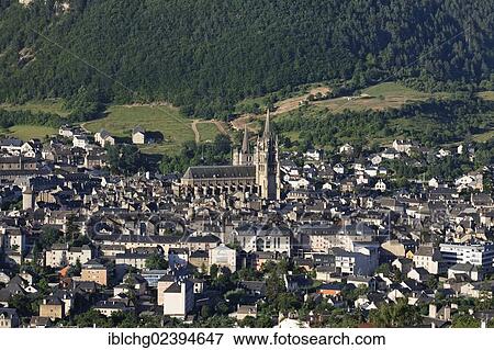 Stock Photo - "Overall view, town of Mende, Notre Dame et Saint Privat cathedral, Gevaudan, Lozere, France, Europe". Fotosearch
