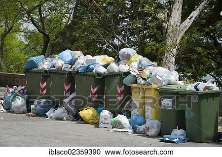 "Overflowing trash cans, garbage, Enna, Sicily, Italy, Europe" View Large Photo Image Stock Image - "Overflowing trash cans, garbage, Enna, Sicily, Italy, Europe". Fotosearch