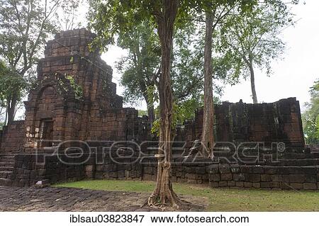 "Overgrown temple tower, Gopura of Prasat, dilapidated temples, historical settlement of the Khmer, Mueang Sing Historical Park, Amphoe Sai Yok, Kanchanaburi province, Central Thailand, Thailand, Asia" View Large Photo Image Stock Photo - "Overgrown temple tower, Gopura of Prasat, dilapidated temples, historical settlement of the Khmer, Mueang Sing Historical Park, Amphoe Sai Yok, Kanchanaburi province, Central Thailand, Thailand, Asia". Fotosearch
