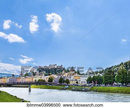 Stock Image - "Overlooking the historic centre and the fortress Hohensalzburg, Salzburg, Austria, Europe". Fotosearch