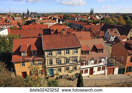 Overlooking the historic town centre from Burgberg, Castle Hill, Quedlinburg, UNESCO World Cultural Heritage Site, Harz, Saxony-Anhalt, Germany, Europe View Large Photo Image Stock Image - Overlooking the historic town centre from Burgberg, Castle Hill, Quedlinburg, UNESCO World Cultural Heritage Site, Harz, Saxony-Anhalt, Germany, Europe. Fotosearch