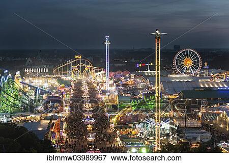 "Overlooking the Oktoberfest at night, Munich, Upper Bavaria, Bavaria, Germany, Europe" View Large Photo Image Stock Photo - "Overlooking the Oktoberfest at night, Munich, Upper Bavaria, Bavaria, Germany, Europe". Fotosearch