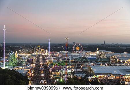 "Overlooking the Oktoberfest, evening mood, Munich, Upper Bavaria, Bavaria, Germany, Europe" View Large Photo Image Stock Photo - "Overlooking the Oktoberfest, evening mood, Munich, Upper Bavaria, Bavaria, Germany, Europe". Fotosearch