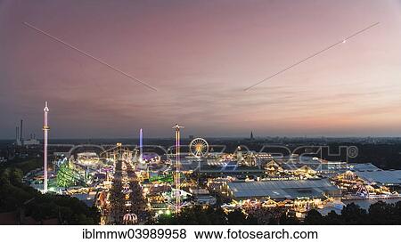"Overlooking the Oktoberfest, evening mood, Munich, Upper Bavaria, Bavaria, Germany, Europe" View Large Photo Image Stock Photo - "Overlooking the Oktoberfest, evening mood, Munich, Upper Bavaria, Bavaria, Germany, Europe". Fotosearch