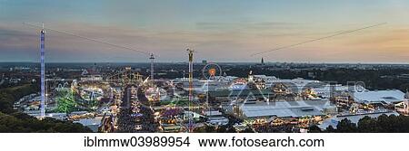 Picture - "Overlooking the Oktoberfest, Munich, Upper Bavaria, Bavaria, Germany, Europe". Fotosearch