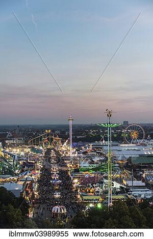 Stock Photography - "Overlooking the Oktoberfest, Munich, Upper Bavaria, Bavaria, Germany, Europe". Fotosearch