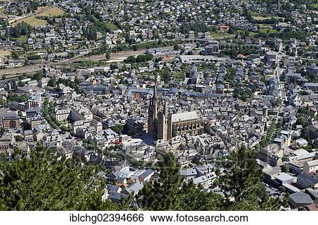 Stock Photograph - "Overlooking the town of Mende, Notre Dame et Saint Privat cathedral, Gevaudan, Lozere, France, Europe". Fotosearch